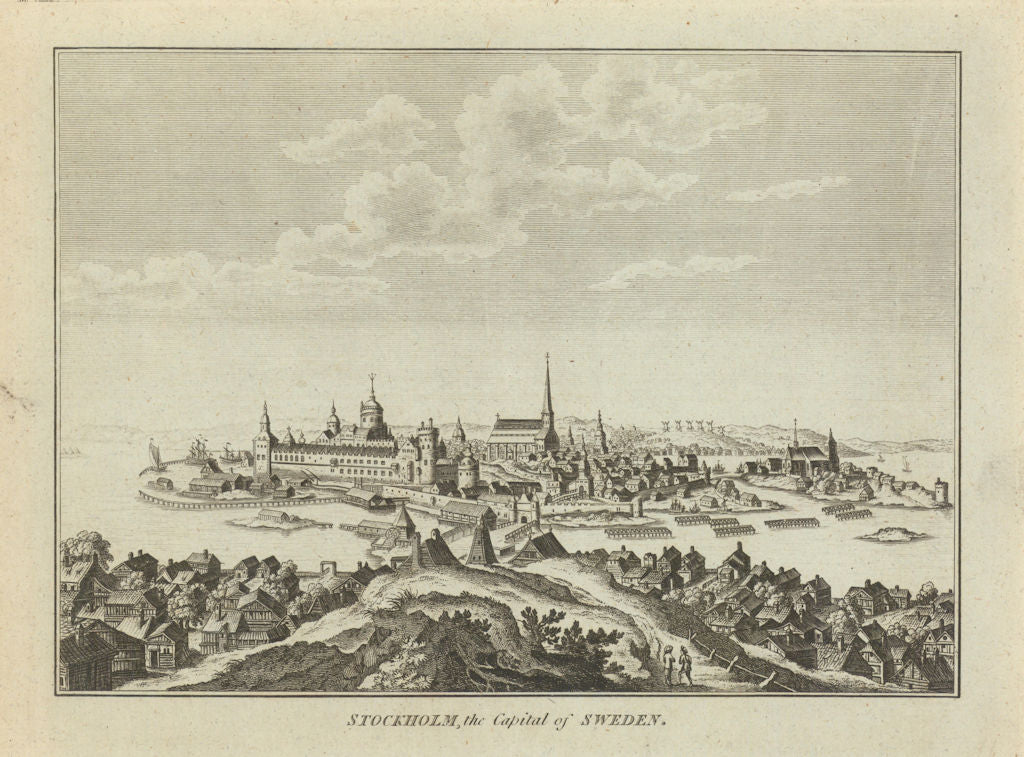 View of Stockholm, the Capital of Sweden 1787 old antique print picture